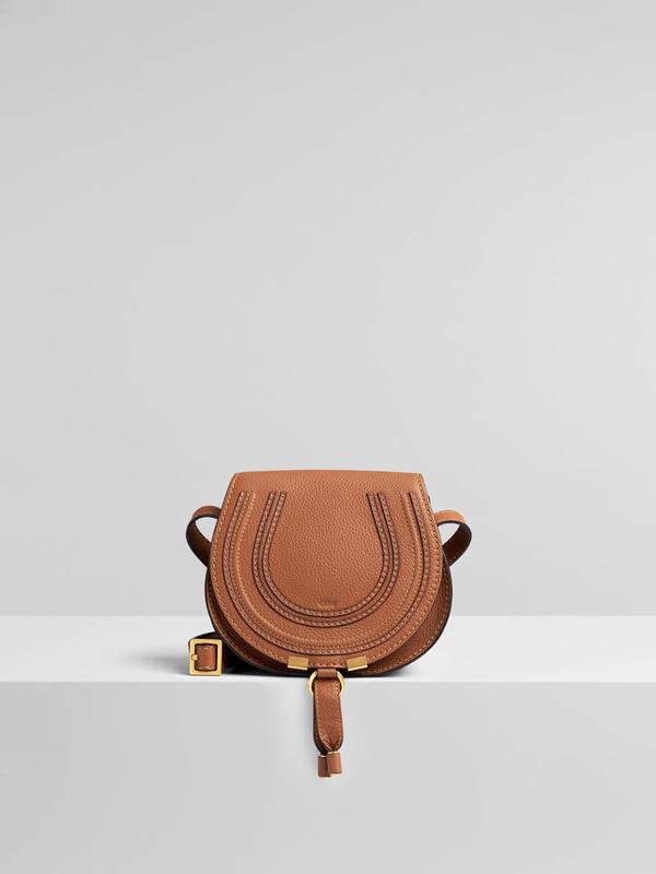 Mini Bolsos Mujer Chloé Marcie Marrones Suede Cowhide VHUL30876